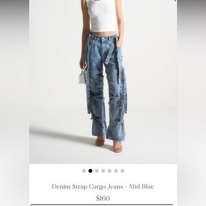 maniere de voir Denim Strap Cargo Jeans - Mid Blue
retail $160 
US 2
brand new